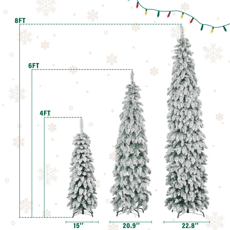 8 pi, 6 pi, 4 pi avec sapins de Noël pré-éclairés, 3 arbres de Noël artificiels avec flocage de neige, arbre de Noël, 1455 branches, 520 lumières DEL, 11 modes d'éclairage