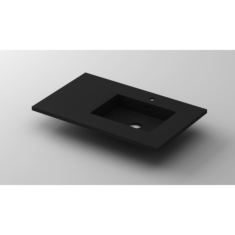 Plateau de meuble-lavabo simple 36 po Right, Noir mat