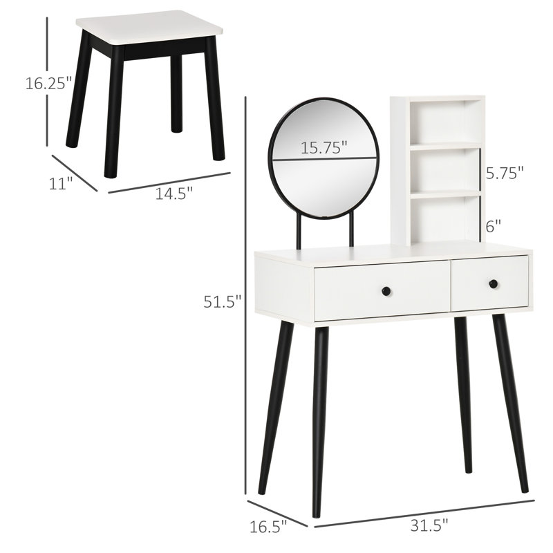 Daphie Vanity Set with Stool