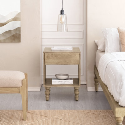 Orleans 1 Drawer Solid Wood Nightstand with Open Storage Shelf