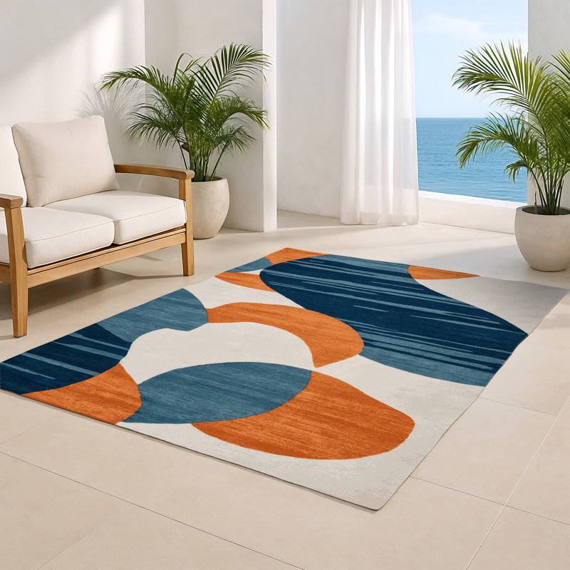 Watercolor Gray Indoor and Outdoor Area Rug, Rectangle 4' x 6'
