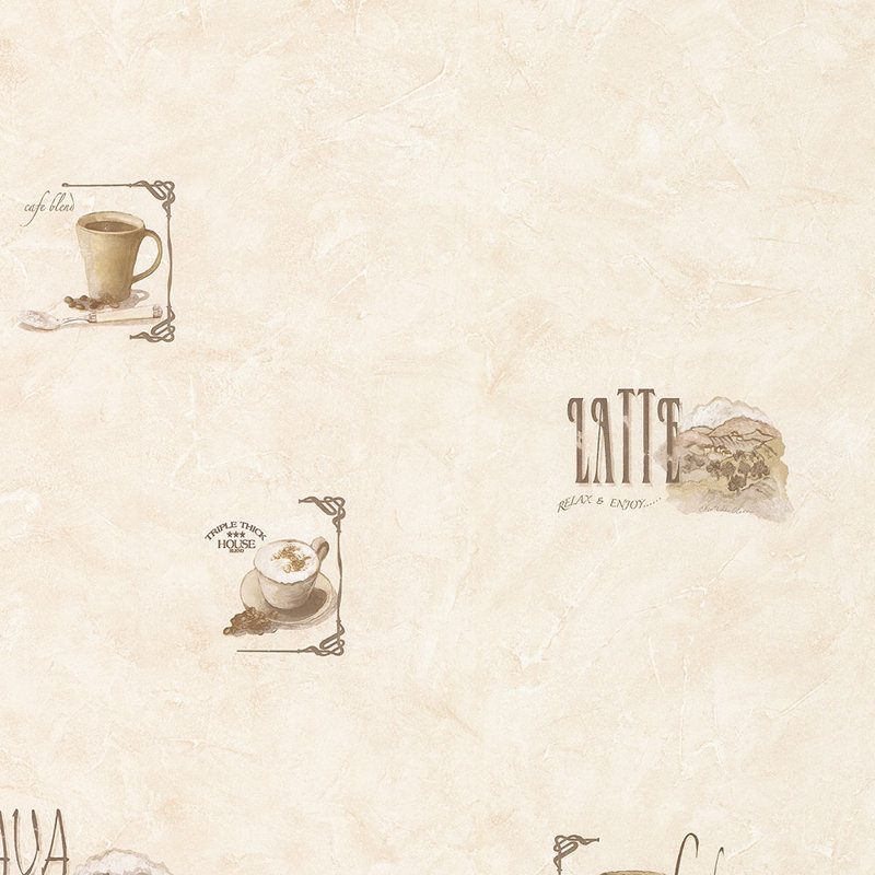 Papier peint café en rouleau 32,7 pi x 20,5 po Pinecrest, Brun / beige foncé / crème / beige