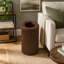 Meuble de salle de bain cylindrique autoportant, colonne de 40 cm, aspect noyer, sans robinet ni bonde.-136925925
