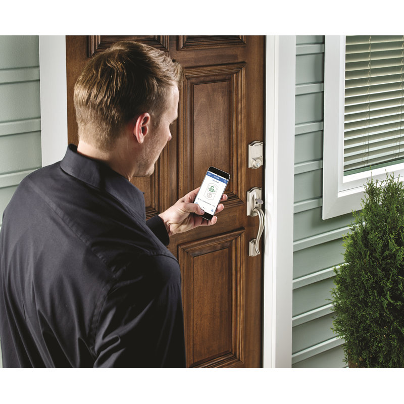 Sense Smart Deadbolt with Camelot Trim, Satin Nickel, Yes