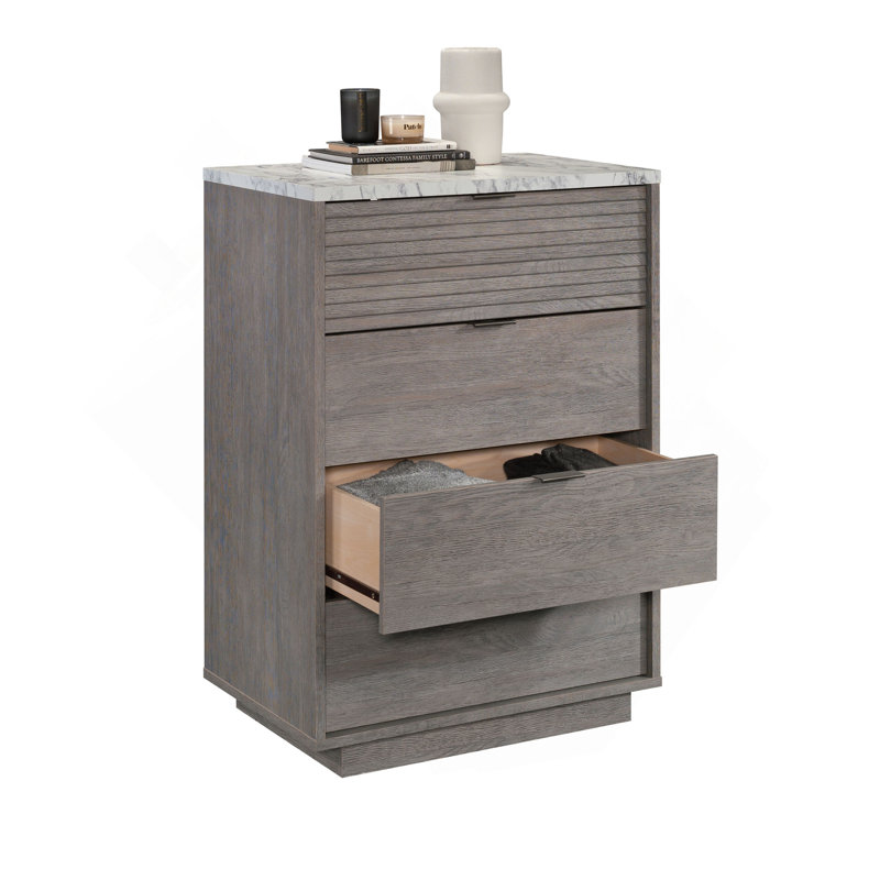 Commode 4 tiroirs, finition brune