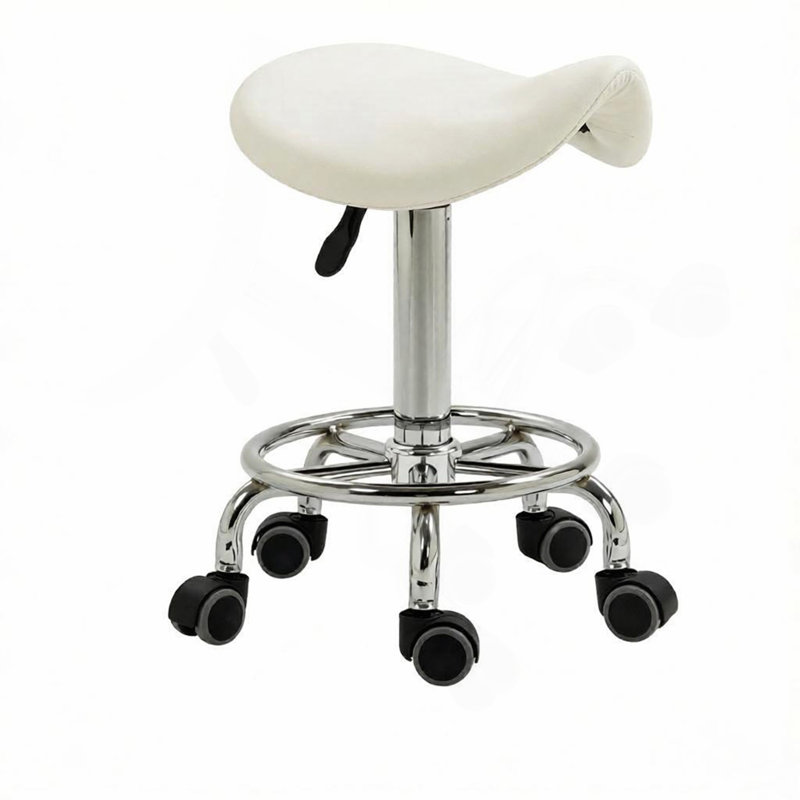 Tabouret de selle réglable en cuir de polyuréthane sur roulettes
