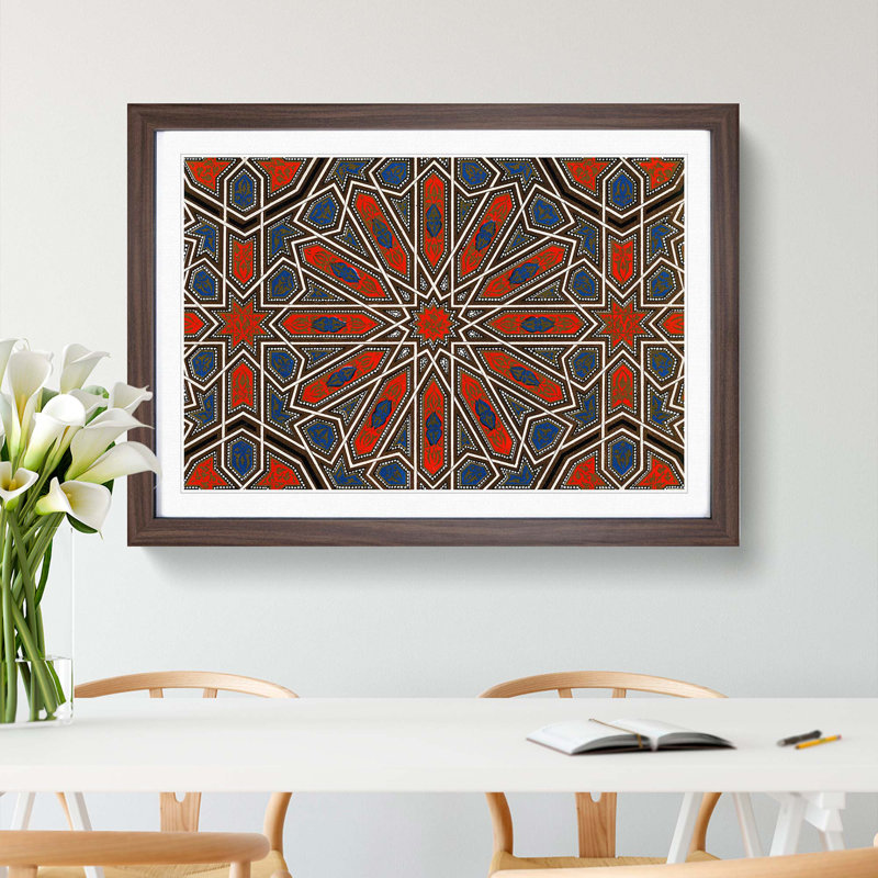 Antique Illustration In Orange And Blue by Owen Jones - Single Picture Frame Print, Walnut Framed, 24cm H x 33cm W x 2cm D