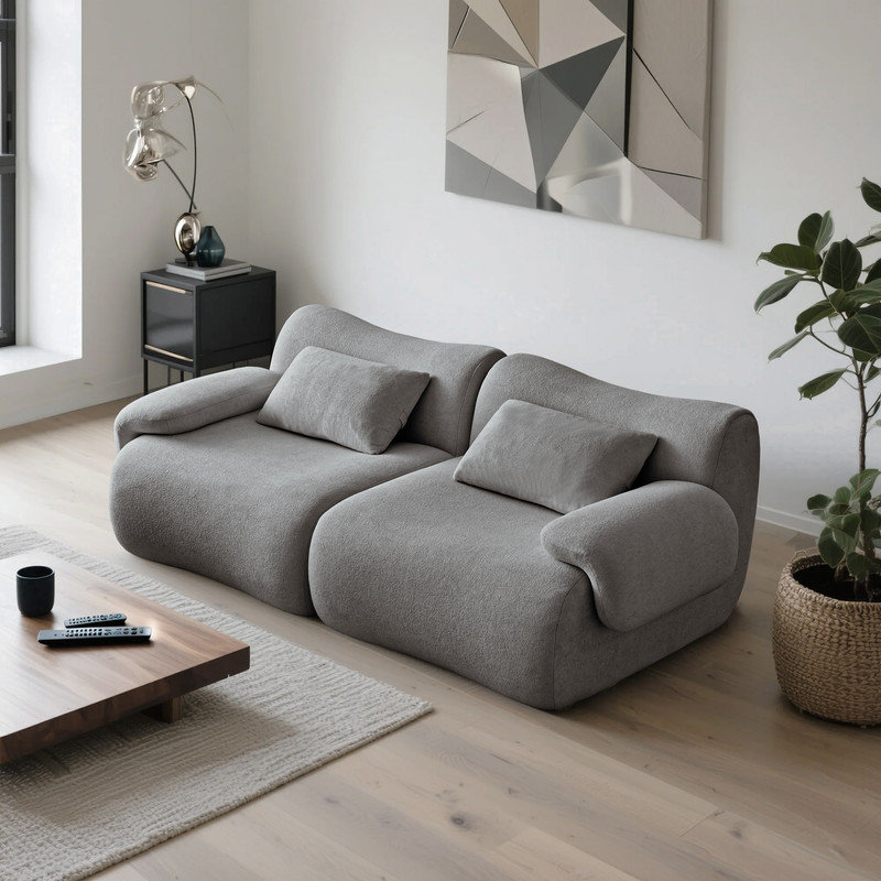 Canapé modulaire Boucle Cloud, Gris clair