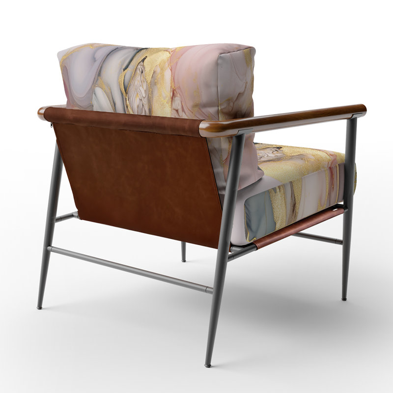 Fauteuil d'appoint rembourré gris et rose Tender, Noir