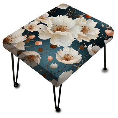 Mystic White Floral Splendor - Repose-pieds rectangulaire floral
