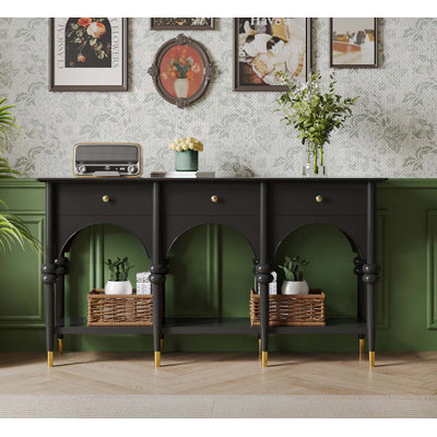 59.06" Brown Rectangular Solid Wood Console Table