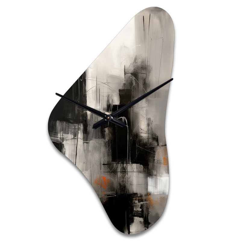 Horloge murale en métal noir Mid Century Fusion I - Mid-Century, Moyenne
