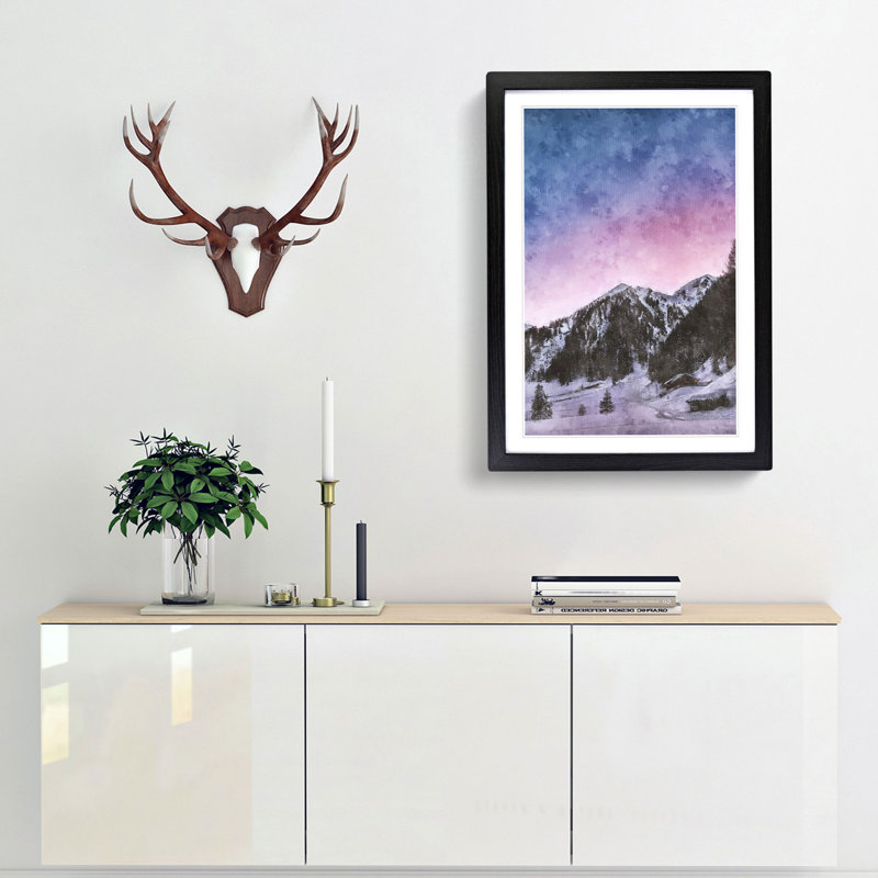 Mountains in Weissenbach Italy - Picture Frame Painting Print, Black Framed, 45cm H x 33cm W x 2cm D