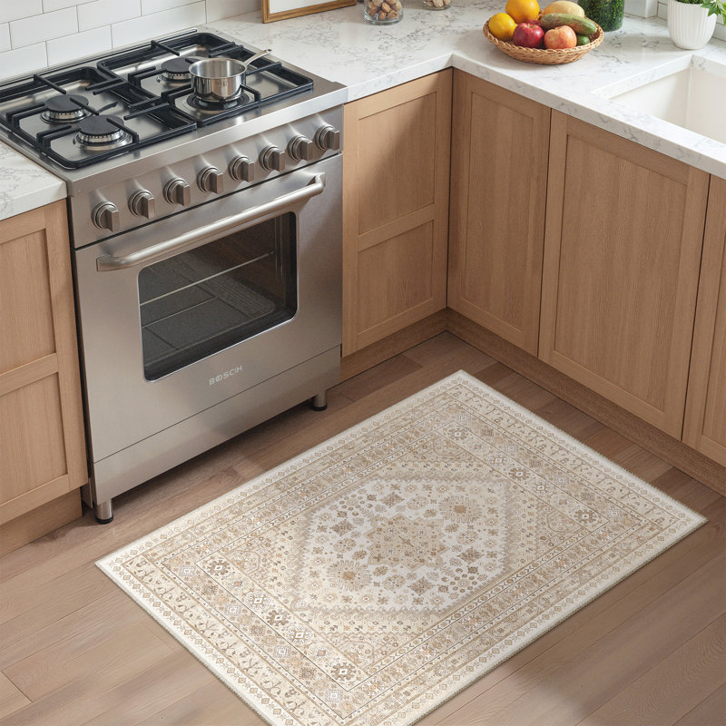 Rectangle Geometric and Abstract Area Rug, Beige, Rectangle 50 x 80cm