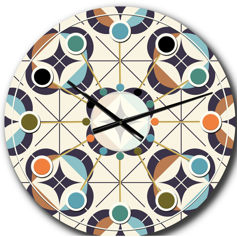 Horloge murale géométrique rétro Design III - Mid-Century moderne, Grand