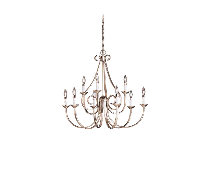 Dover 32" Brushed Nickel 9-Light Two-Tier Chandelier