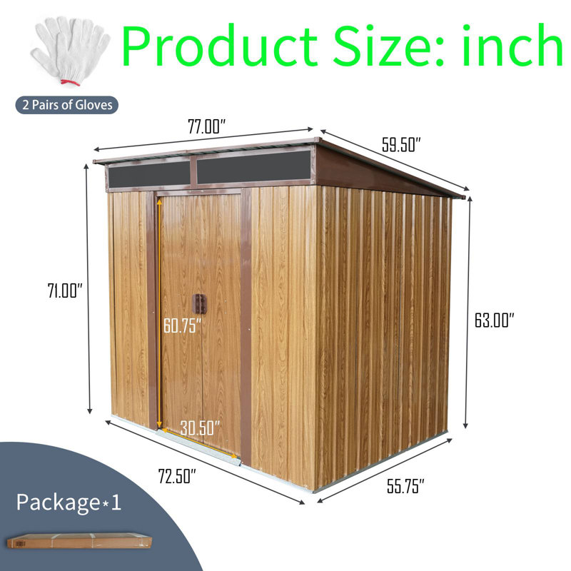 Durable 4X8Ft Resin Outdoor Storage Shed With Metal Foundation Frame, Padlock Sliding Doors,Weather-Resistant, Rust-Proof Garden Shed