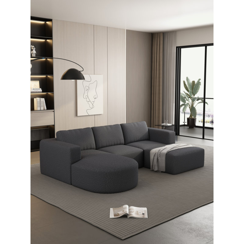 104.32*70.86 Modular Sectional Sofa Sleeper Couch, Sectional Sofa With Chaise And Ottoman, Convertible U Shaped Modular Sofa Set. Compressed Sponge (Combo A+B+C+D)