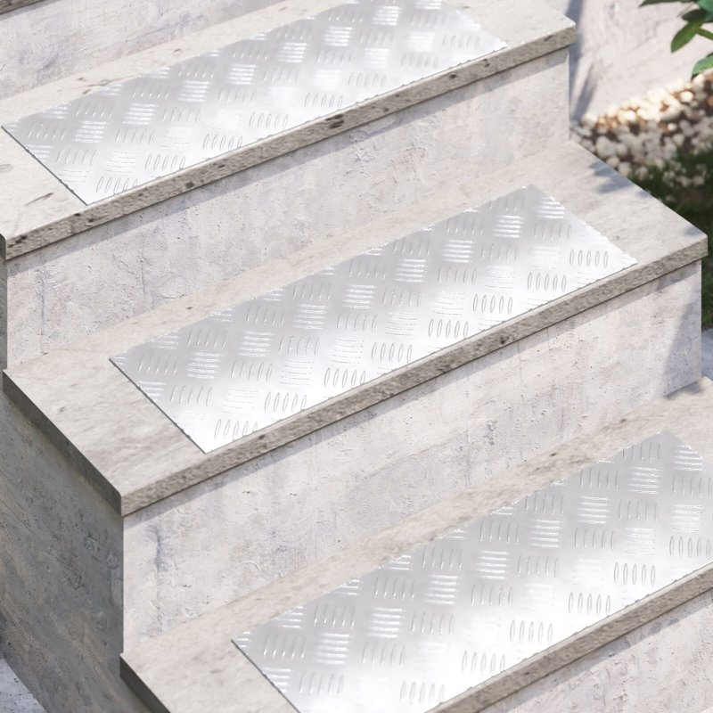 Grey Metal 0.3 Cm Stair Treads Rectangular, Rectangle 20cm x 60cm