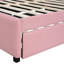 Lit de jour rembourré en tissu rose avec couchette et sans sommier polyvalent --513045346