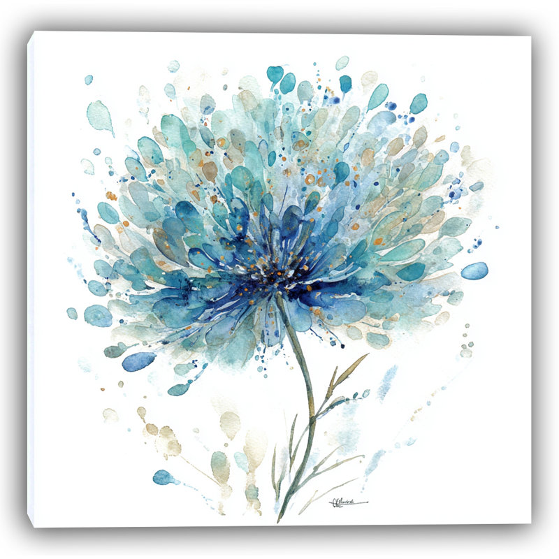 "Aqua Burst" - Art mural sur toile bleue abstraite
