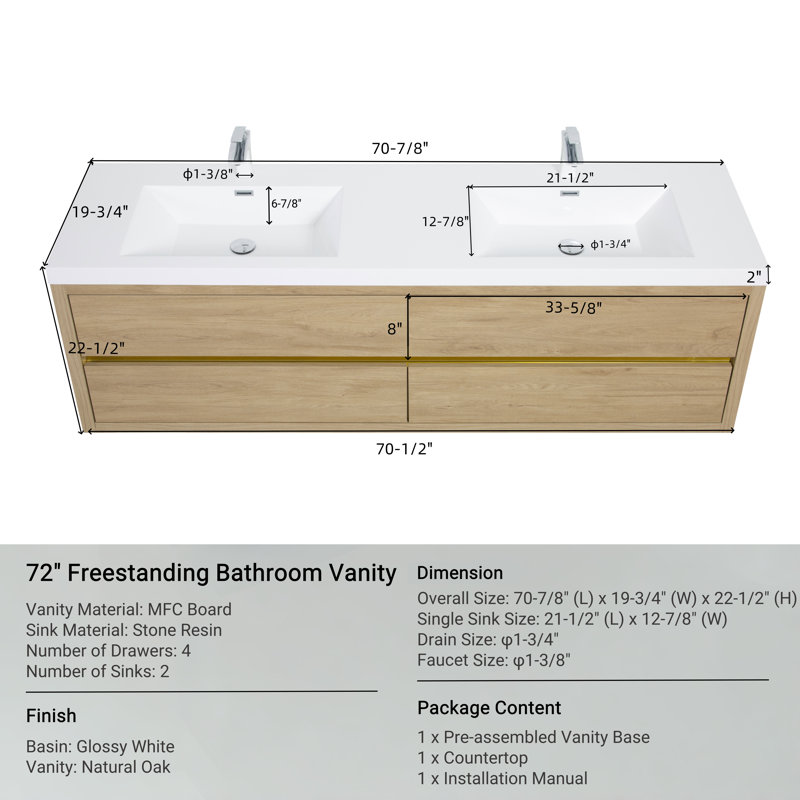 Meuble-lavabo flottant avec double lavabo Cohen