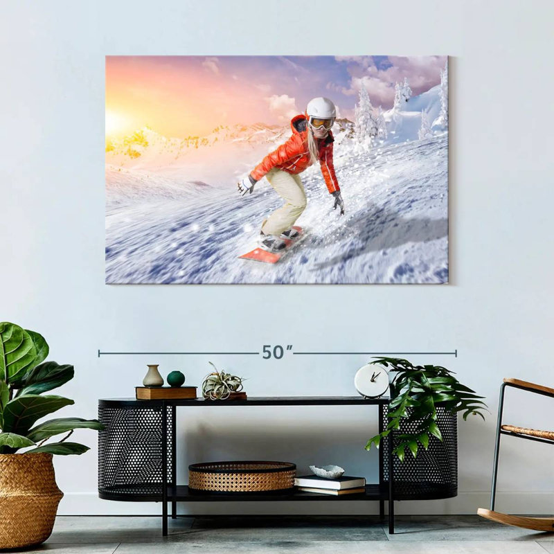 Girl snowboarding Sireci, H 32 po x l 48 po