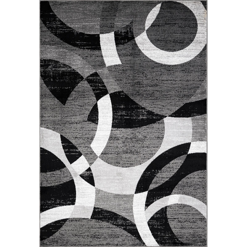 Abstract Area Rug, Black, Rectangle 160 x 230 cm