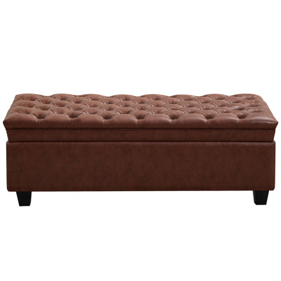 51" W Linen Upholstered Flip Top Storage Bench