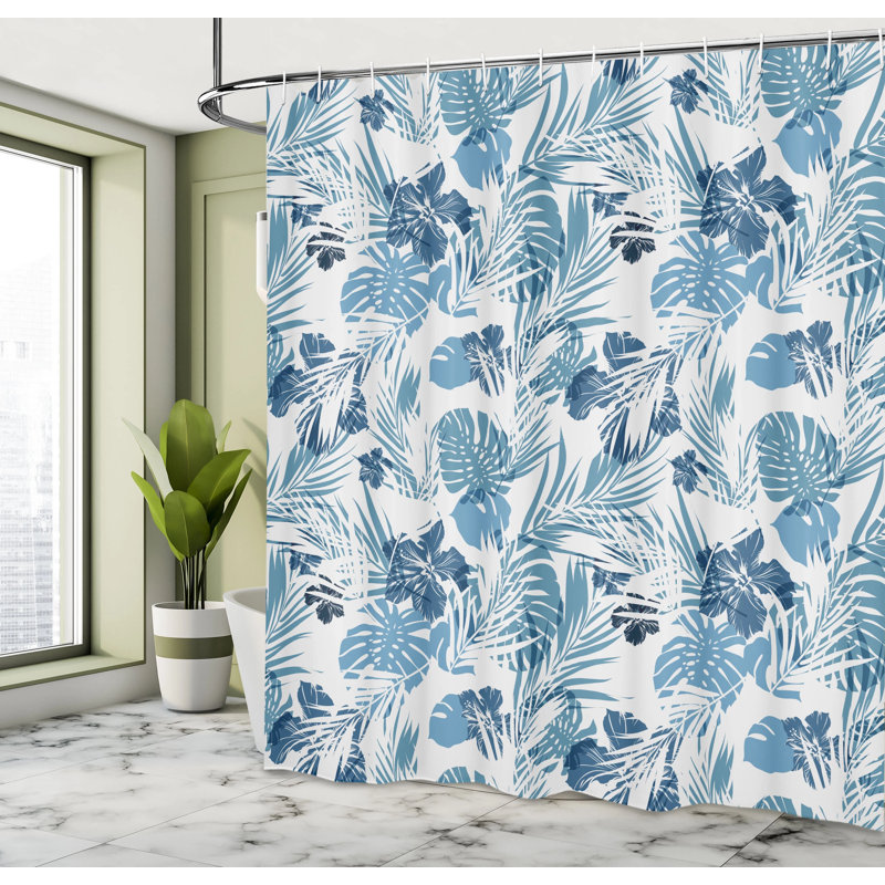 Shower Curtain with Hooks Included, 75"H x 69"W, Ocean Blue