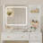 Modern Vanity Desk with Lighted Mirror & Power Outlet - 4 Drawers, Storage Shelves, 3 Color Modes, Adjustable Brightness - Makeup Dressing Table Set with Stool for Bedroom - White-626487783
