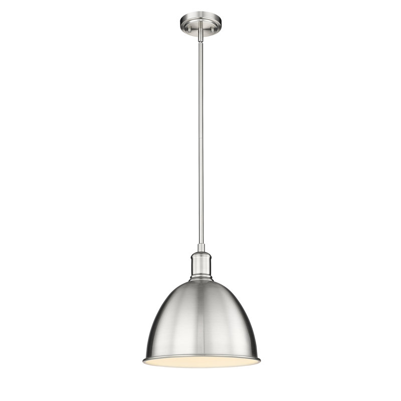 Waldon 1-Light Dimmable Single Pendant , Brushed Nickel, 12.5" H x 12.5" W