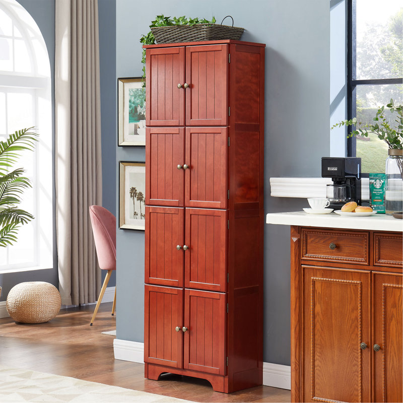 72.4" Tall Storage Cabinet Tall Storage Cabinet With 8 Doors And 4 Shelves ,Bookshelf Living Room, Kitchen, Dining Room, Office  Freestanding Storage Cabinet