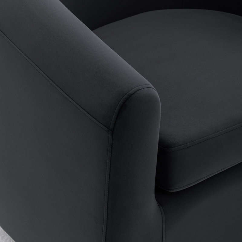 Richard  Upholstered Velvet Swivel Barrel Chair, Black