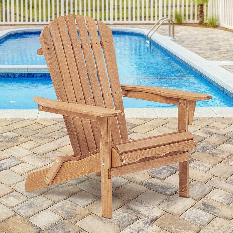 Wesley Solid Wood Folding Adirondack Chair, Brown