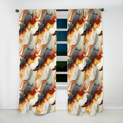 Beauty Marble Pattern I - Abstract Marble Curtain - Velvet Room Darkening - 1 Panel