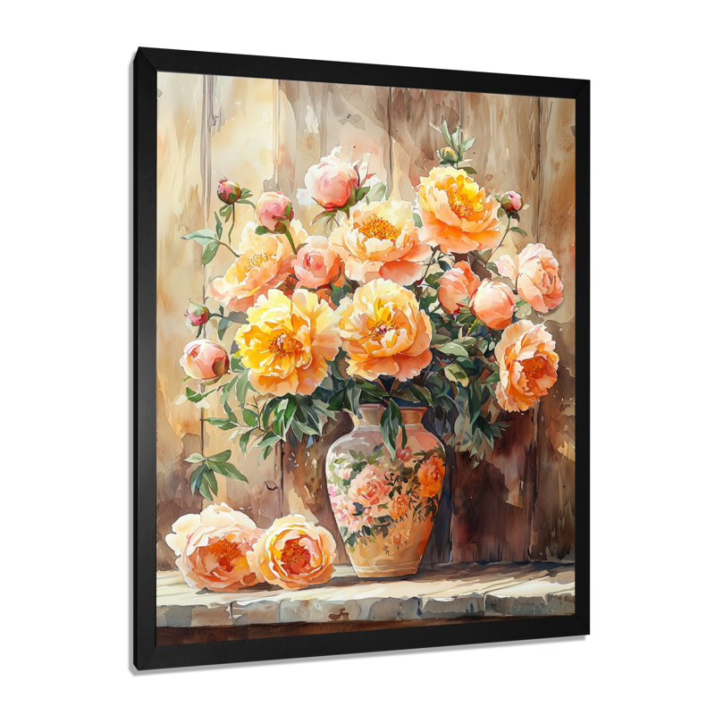 Carson - art mural floral, Noir, noir, noir, noir, H 20 po x l 12 po, Reproduction encadrée d'une seule photo