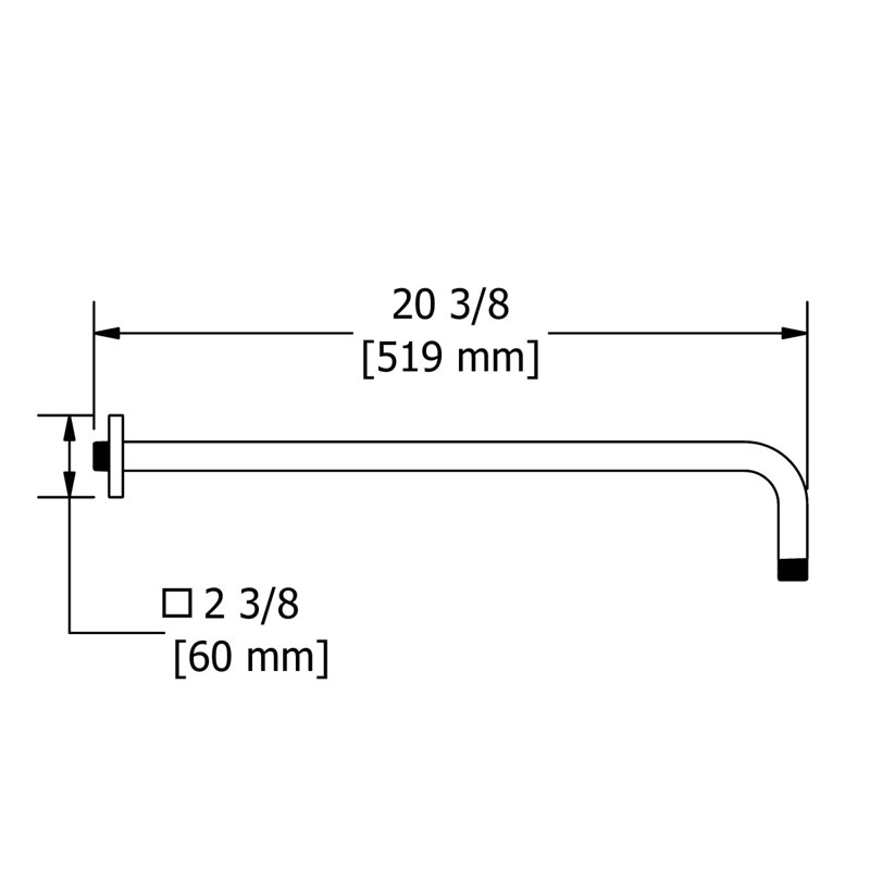 Bras de douche mural 20 po Riobel, Chrome