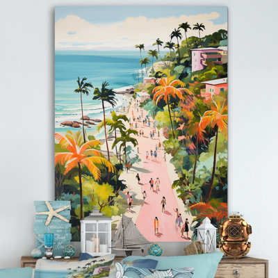Scène de plage côtière, paradis en couleur pastel II - art de la plage côtière