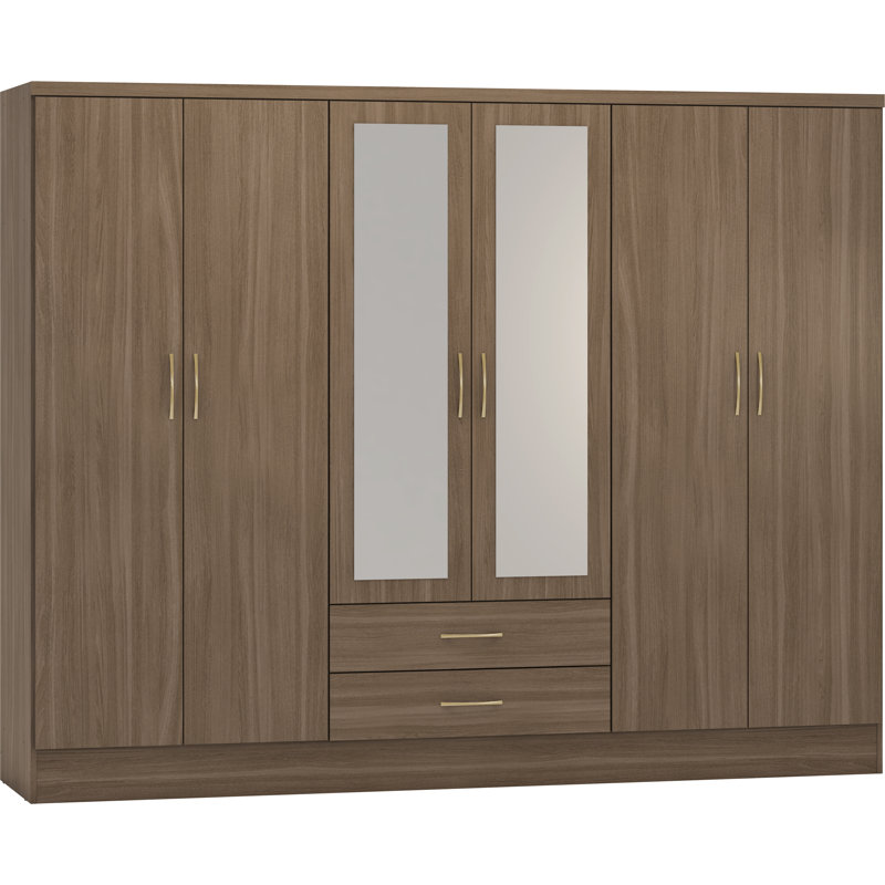 Cascio 6 Door Wardrobe, Rusitc Oak
