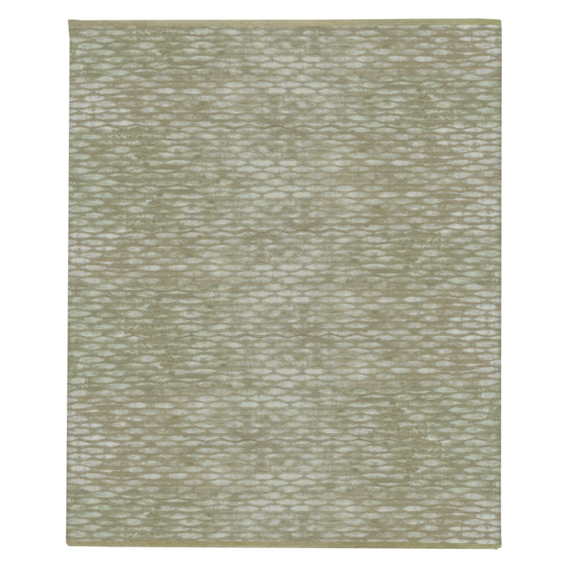 Tempo Geometric Hand-Knotted Wool/Silk Gray Area Rug, Rectangle 8' x 10', Taupe