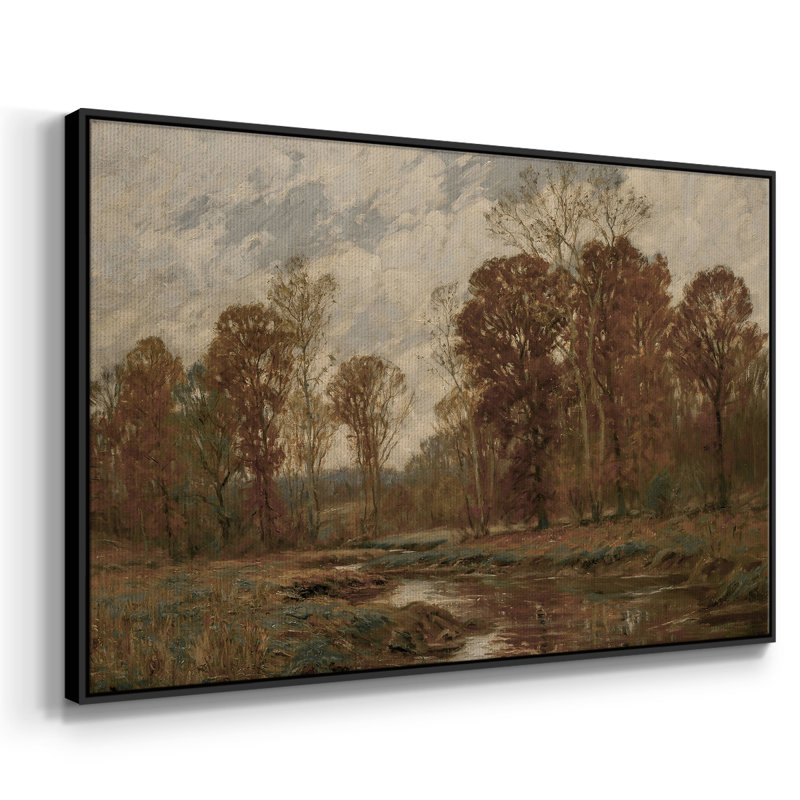 «Vintage Landscape-DCX» sur toile, Cadre flottant noir, H 17 po x l 25 po x P 2 po