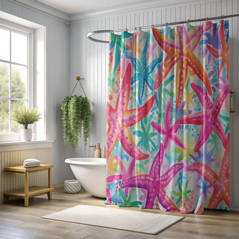 Watercolor Creatures - Rideau de douche standard 1 pièce, H 74 po x l 71 po