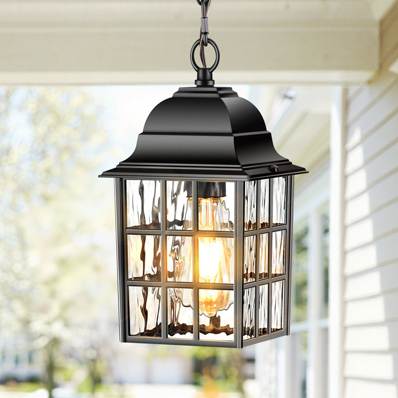 Adjustable Outdoor Hanging Lantern, Farmhouse Outdoor Ceiling Light