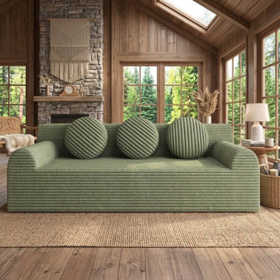 Canapé modulaire en L 71 po sans assemblage avec sièges profonds et tissu velours côtelé 71 po