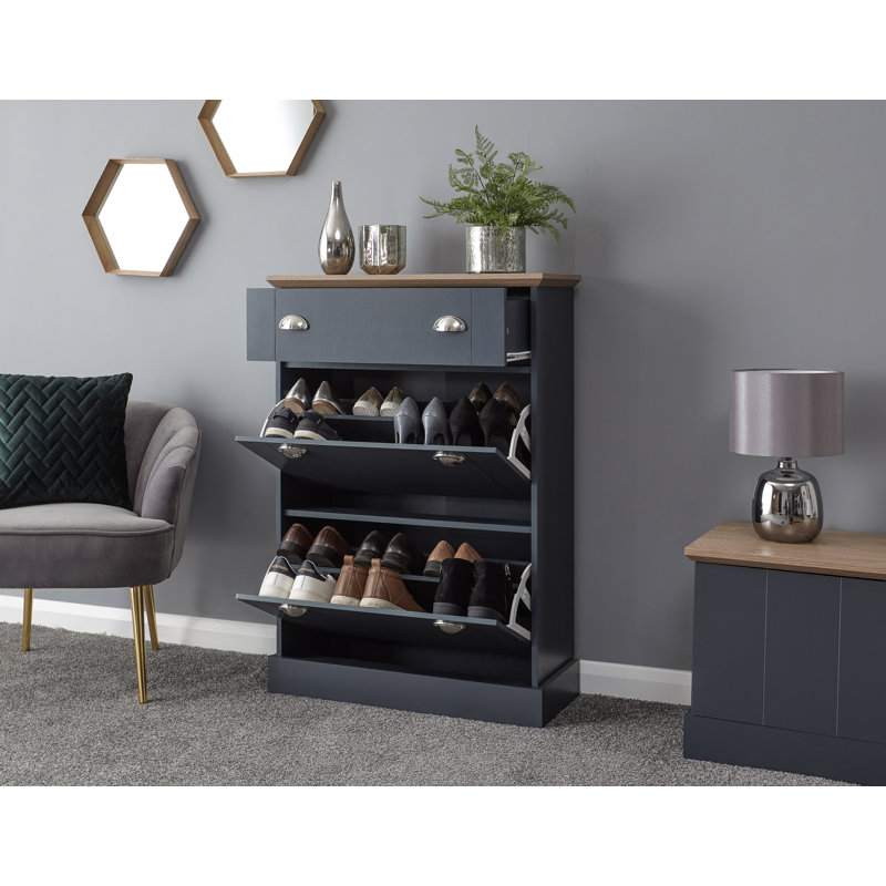 Brielle 12 Pair Shoe Storage Cabinet, Slate Blue