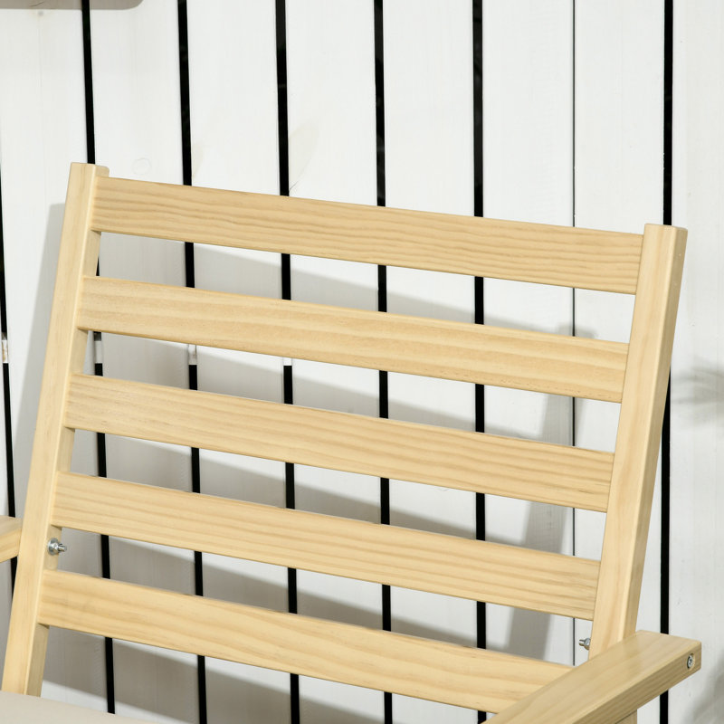 Evvy Wood Outdoor Lounge Chair with Ottoman
