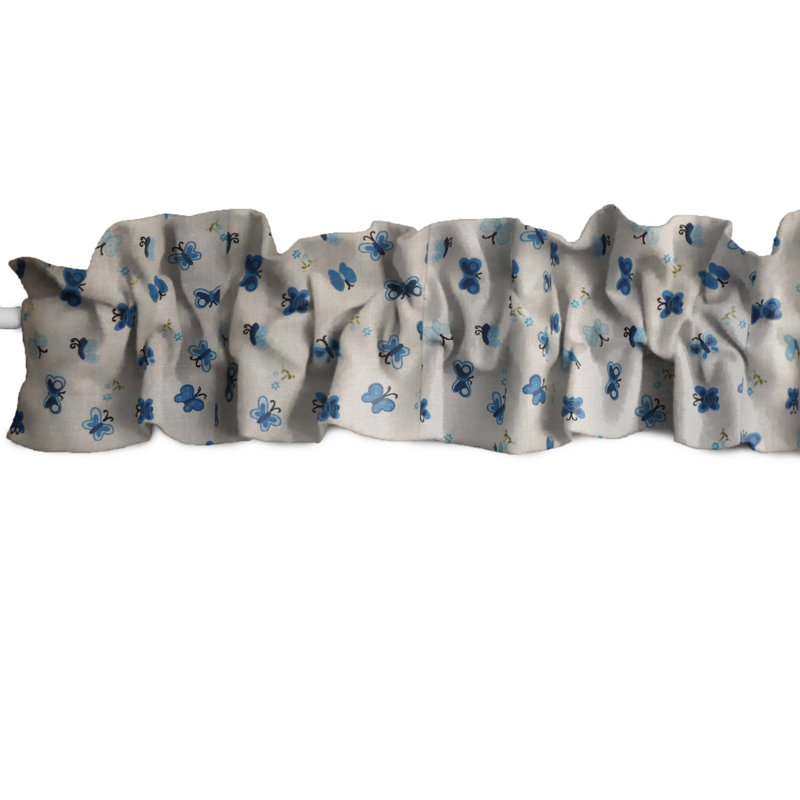 Cantonnière sur mesure en mélange de coton floral, L 72 po x L 7 po, Bleu