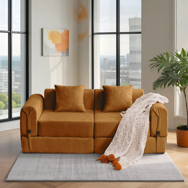 Canapé-lit, chaise longue et canapé-lit Boneless, Mélange de polyester brun clair