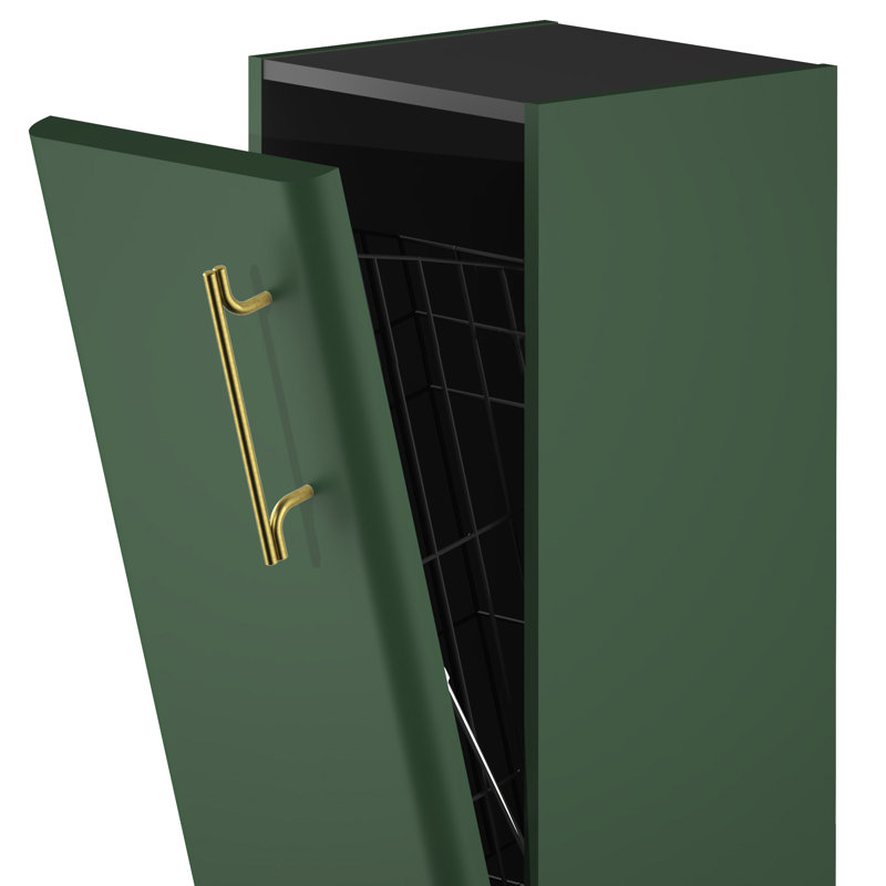 Ashat Bathroom Cabinet, Conifer Green Supermatt/Gold, Left